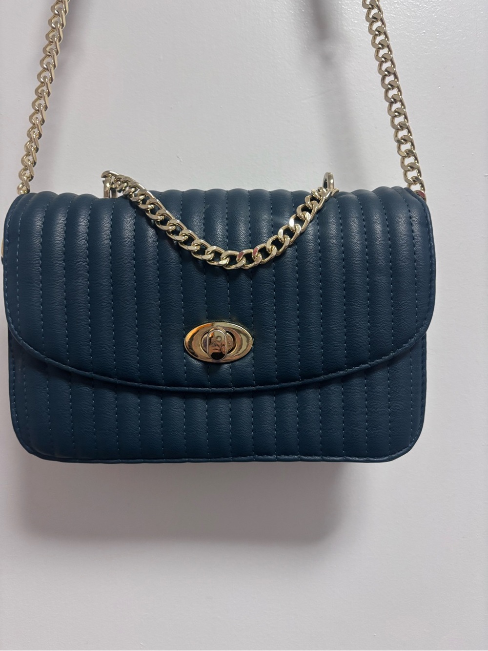 Steve Madden Teal Quilted Gold Chain Crossbody Bag